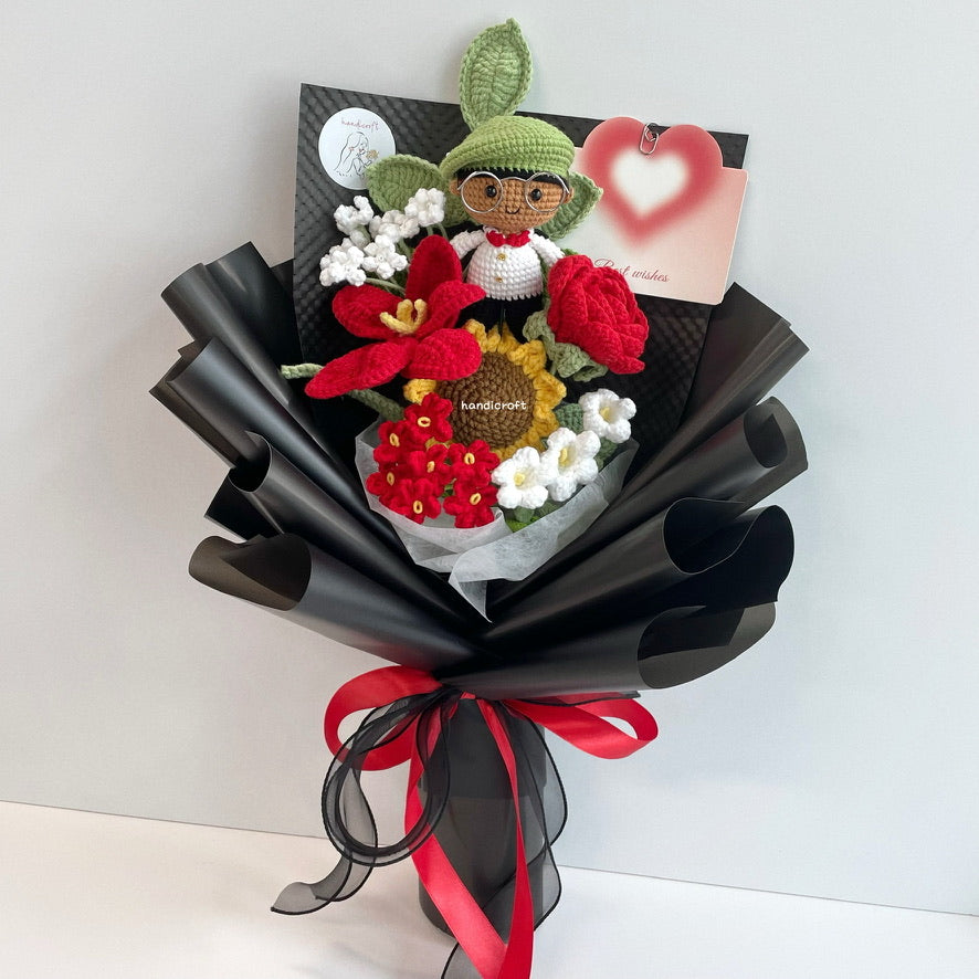 handicroft handmade crochet army soldier series flower bouquet ORD through it all black edition skin shade #2 red