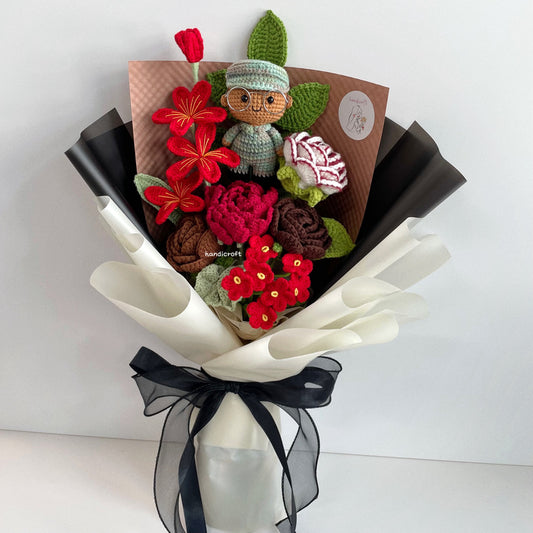 handicroft handmade crochet army soldier series flower bouquet POP passion & pride skin shade #2