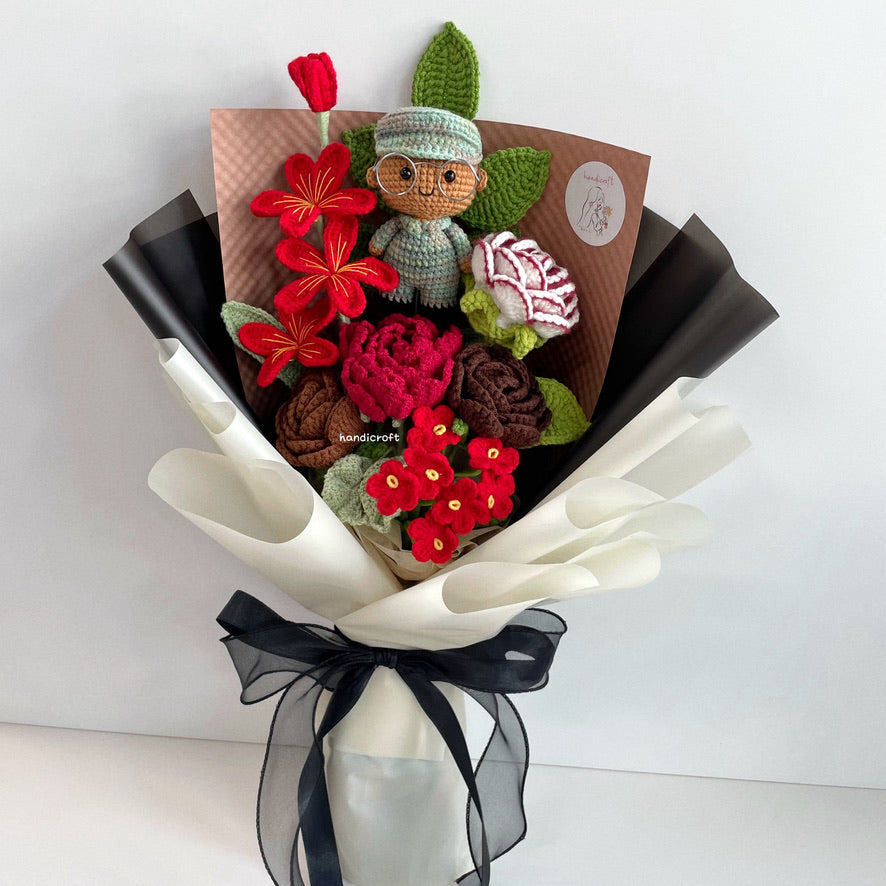 handicroft handmade crochet army soldier series flower bouquet POP passion & pride skin shade #2