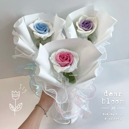 handicroft handmade crochet big thai rose flower bouquet dear bloom
