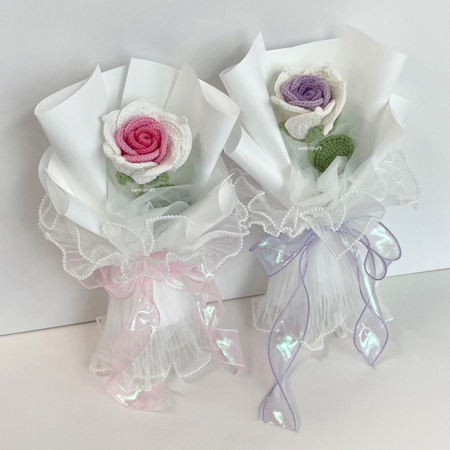 handicroft handmade crochet big thai rose flower bouquet dear bloom