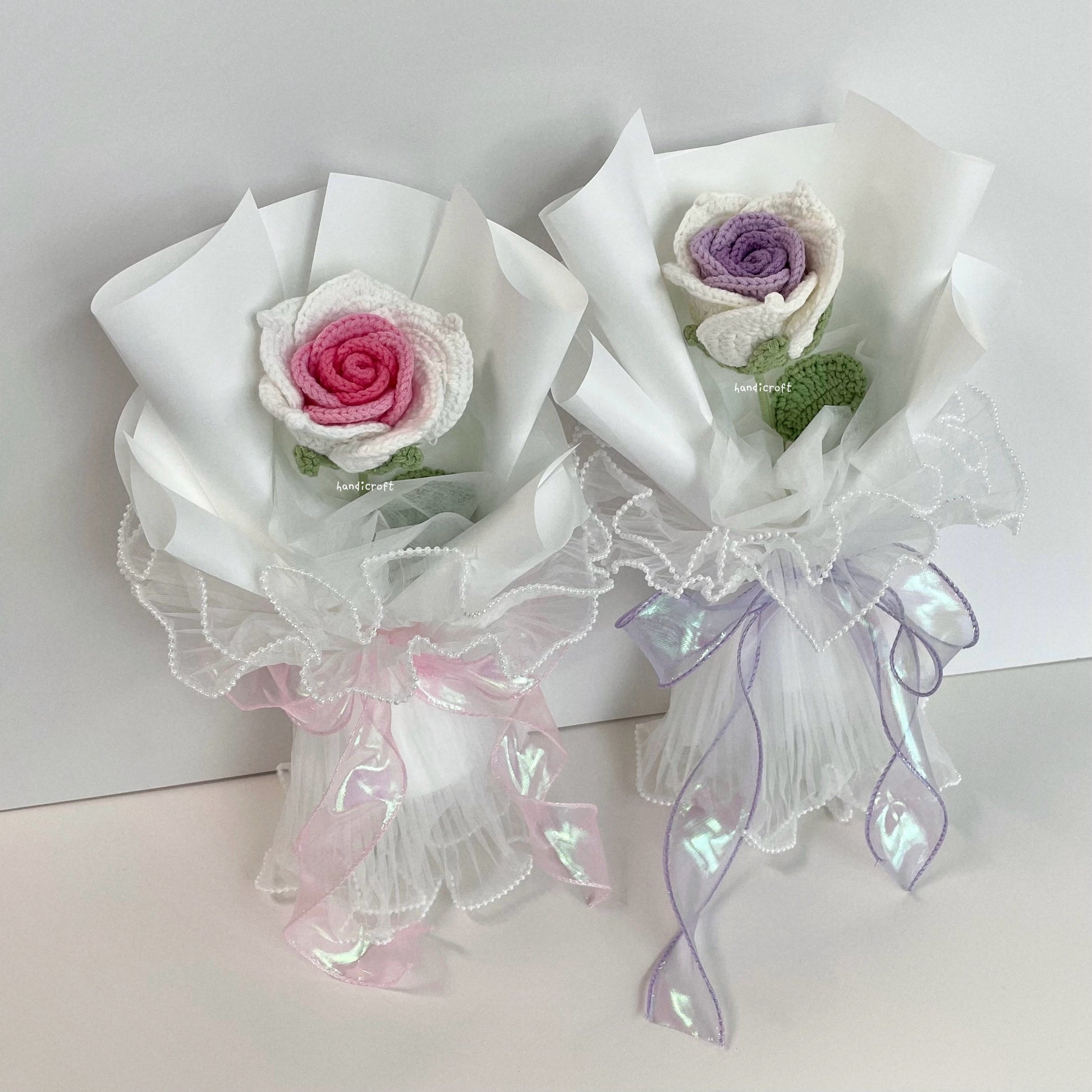 handicroft handmade crochet big thai rose flower bouquet dear bloom