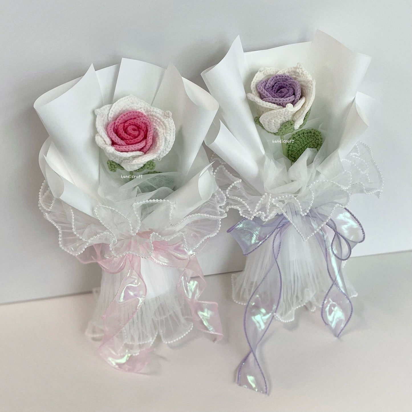 handicroft handmade crochet big thai rose flower bouquet dear bloom