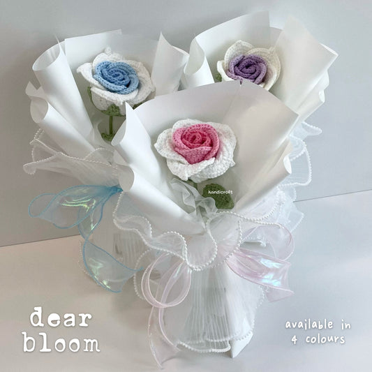 handicroft handmade crochet big thai rose flower bouquet dear bloom