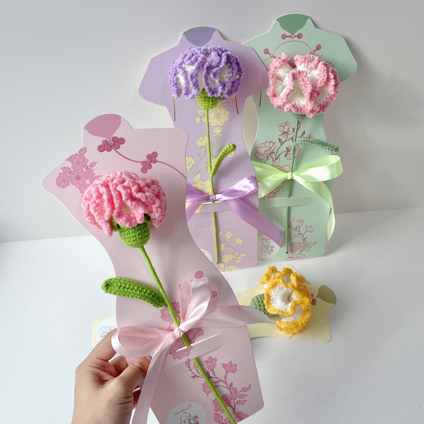 handicroft handmade crochet carnation flower mother's day special carnation grace 4 colours