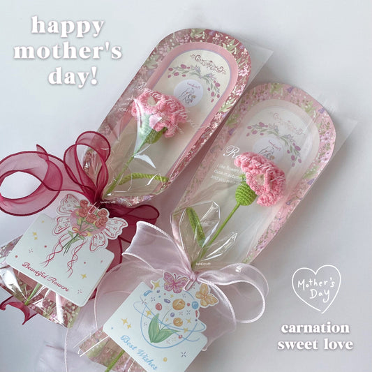 handicroft handmade crochet carnation flower mother's day special carnation sweet love pink red