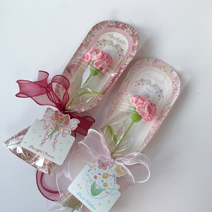 handicroft handmade crochet carnation flower mother's day special carnation sweet love pink red