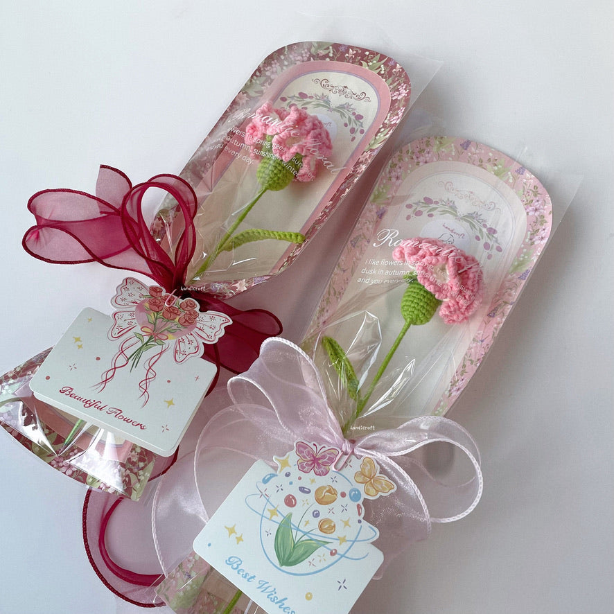 handicroft handmade crochet carnation flower mother's day special carnation sweet love pink red
