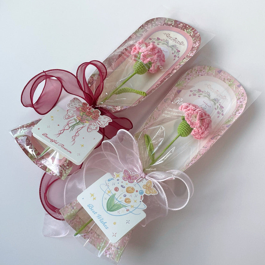 handicroft handmade crochet carnation flower mother's day special carnation sweet love pink red