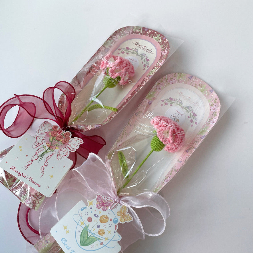 handicroft handmade crochet carnation flower mother's day special carnation sweet love pink red