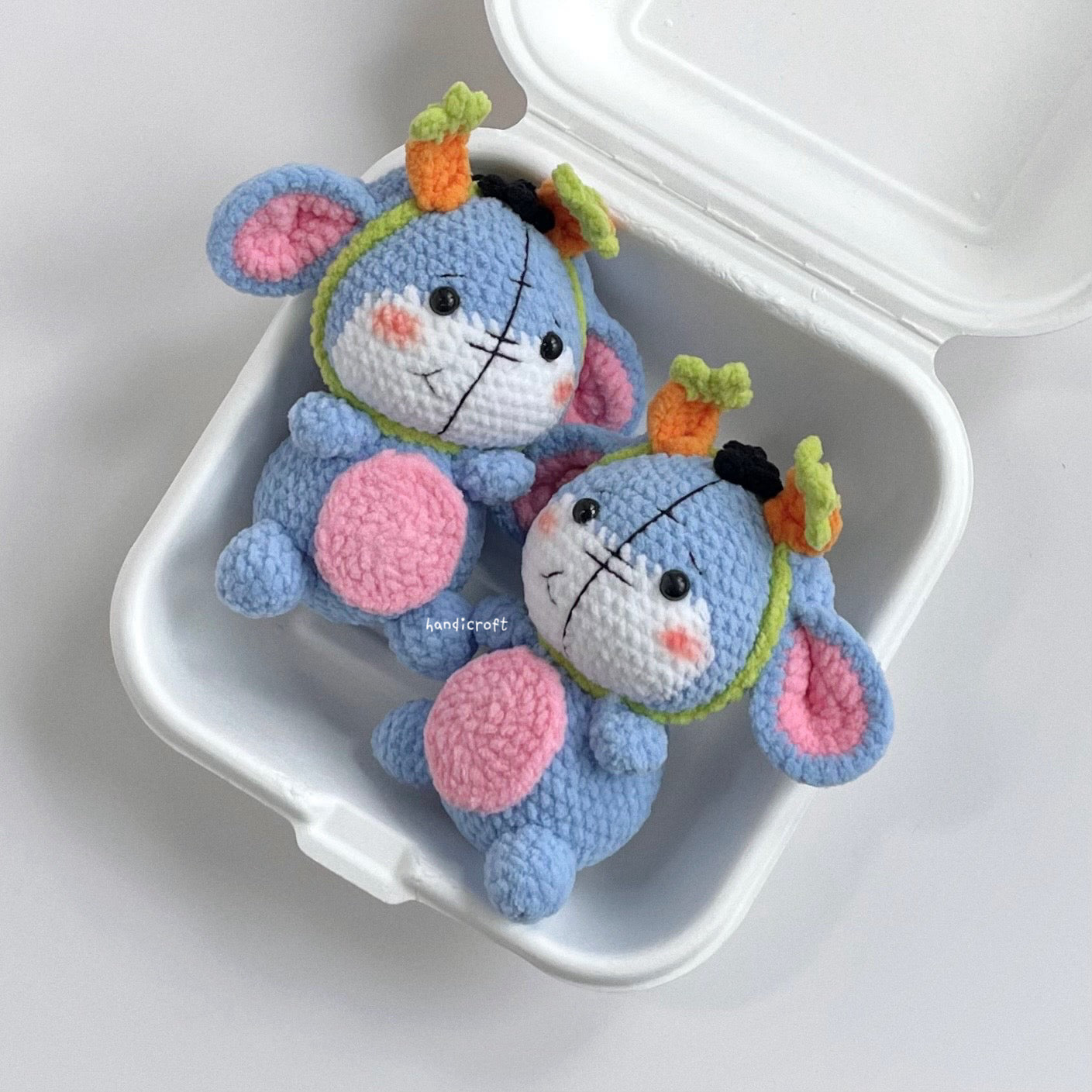 handicroft handmade crochet carrot donkey character amigurumi keychain little gloomy donkey