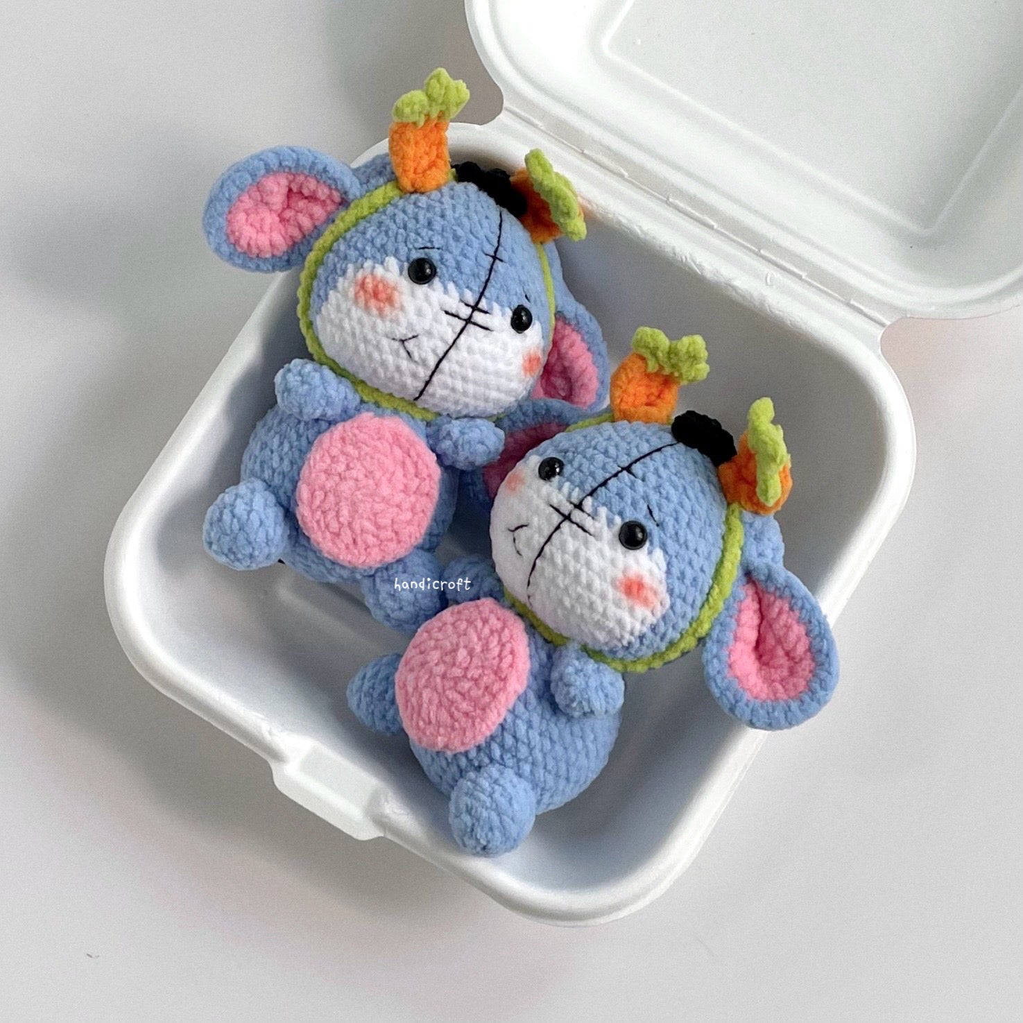 handicroft handmade crochet carrot donkey character amigurumi keychain little gloomy donkey