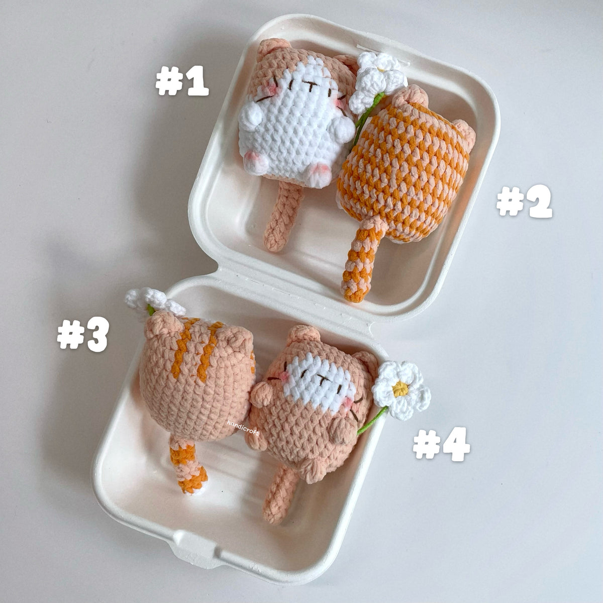 handicroft handmade crochet chubby cat kitty amigurumi keychain