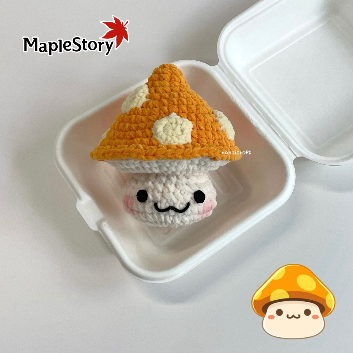 handicroft handmade crochet chubby maplestory orange mushroom amigurumi plush toy