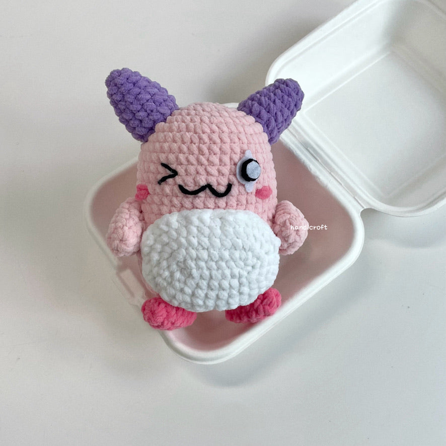 handicroft handmade crochet chubby maplestory pink bean amigurumi plush toy
