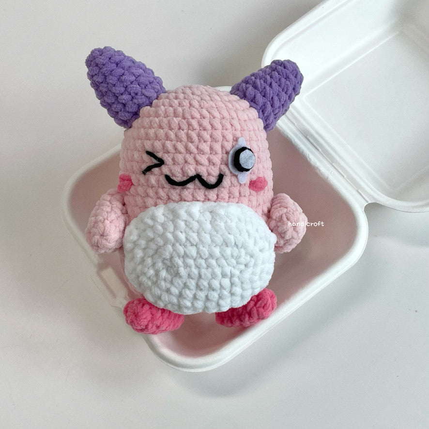 handicroft handmade crochet chubby maplestory pink bean amigurumi plush toy