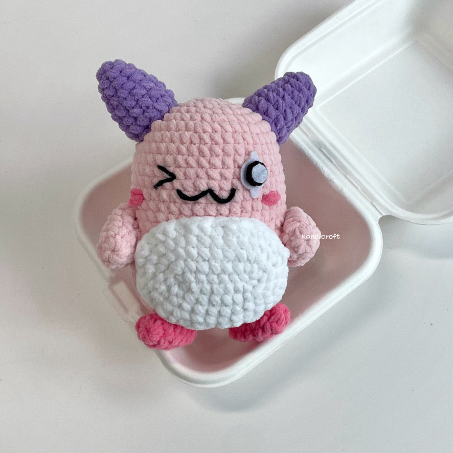 handicroft handmade crochet chubby maplestory pink bean amigurumi plush toy
