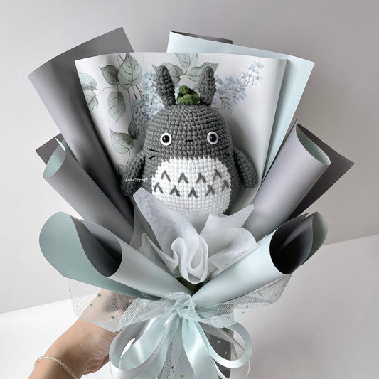 handicroft handmade crochet chubby studio ghibli totoro flower bouquet