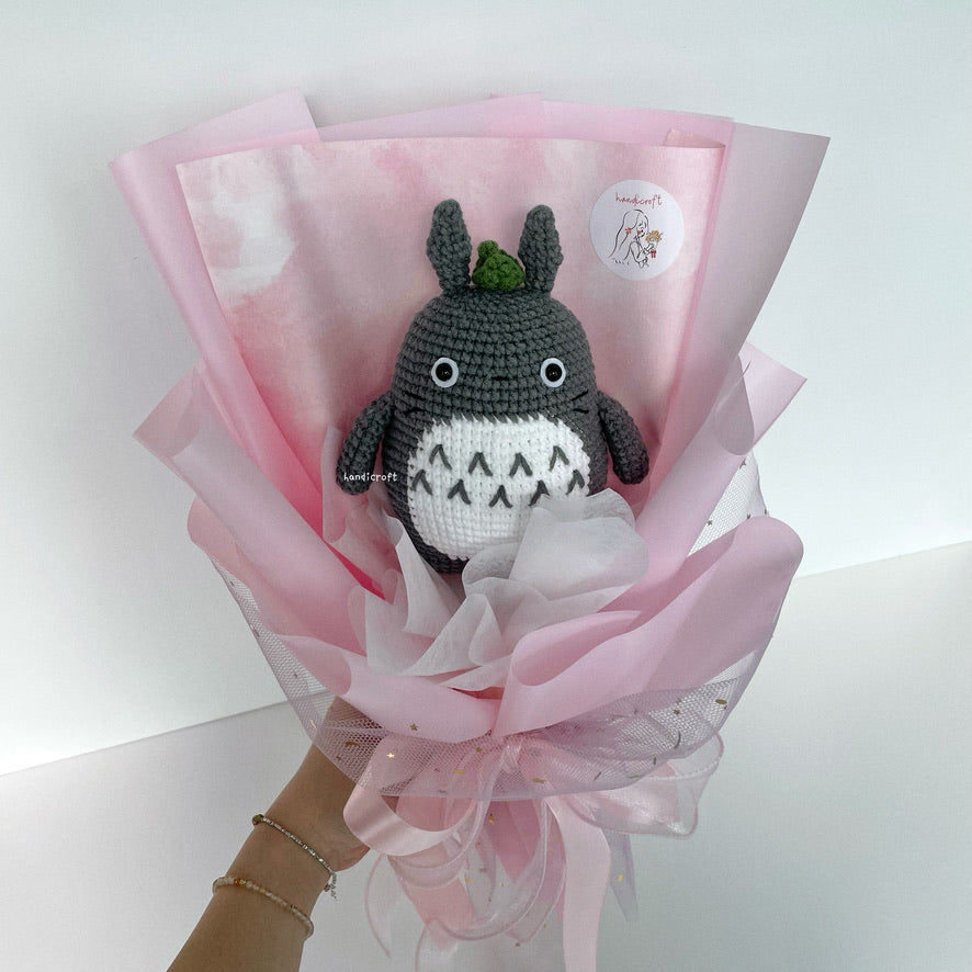 handicroft handmade crochet chubby studio ghibli totoro flower bouquet