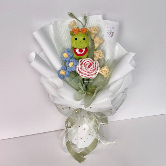 handicroft handmade crochet dragon flower bouquet dragon in bloom
