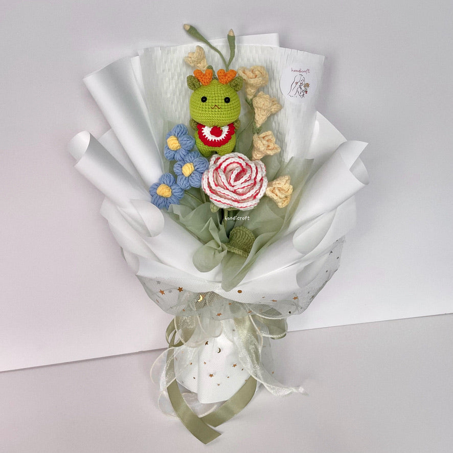 handicroft handmade crochet dragon flower bouquet dragon in bloom