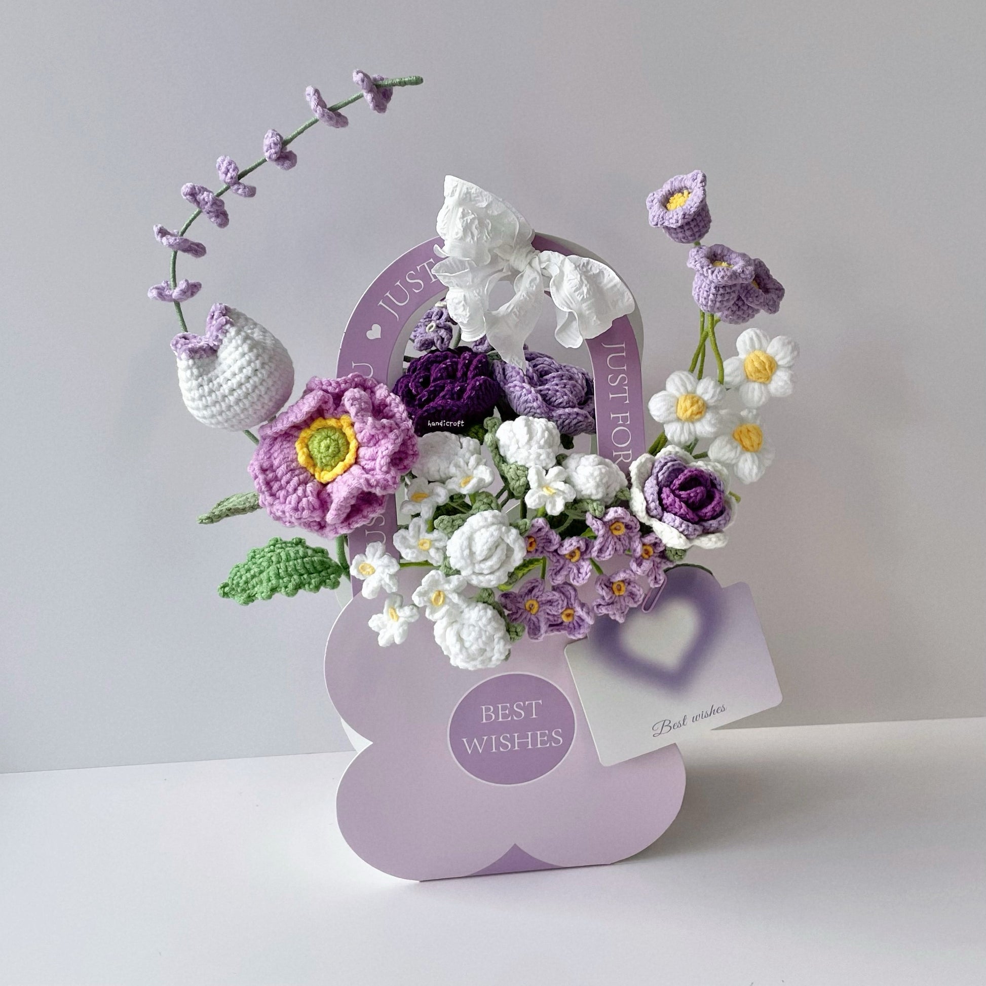 handicroft handmade crochet flower bloom box glowin' & growin' purple
