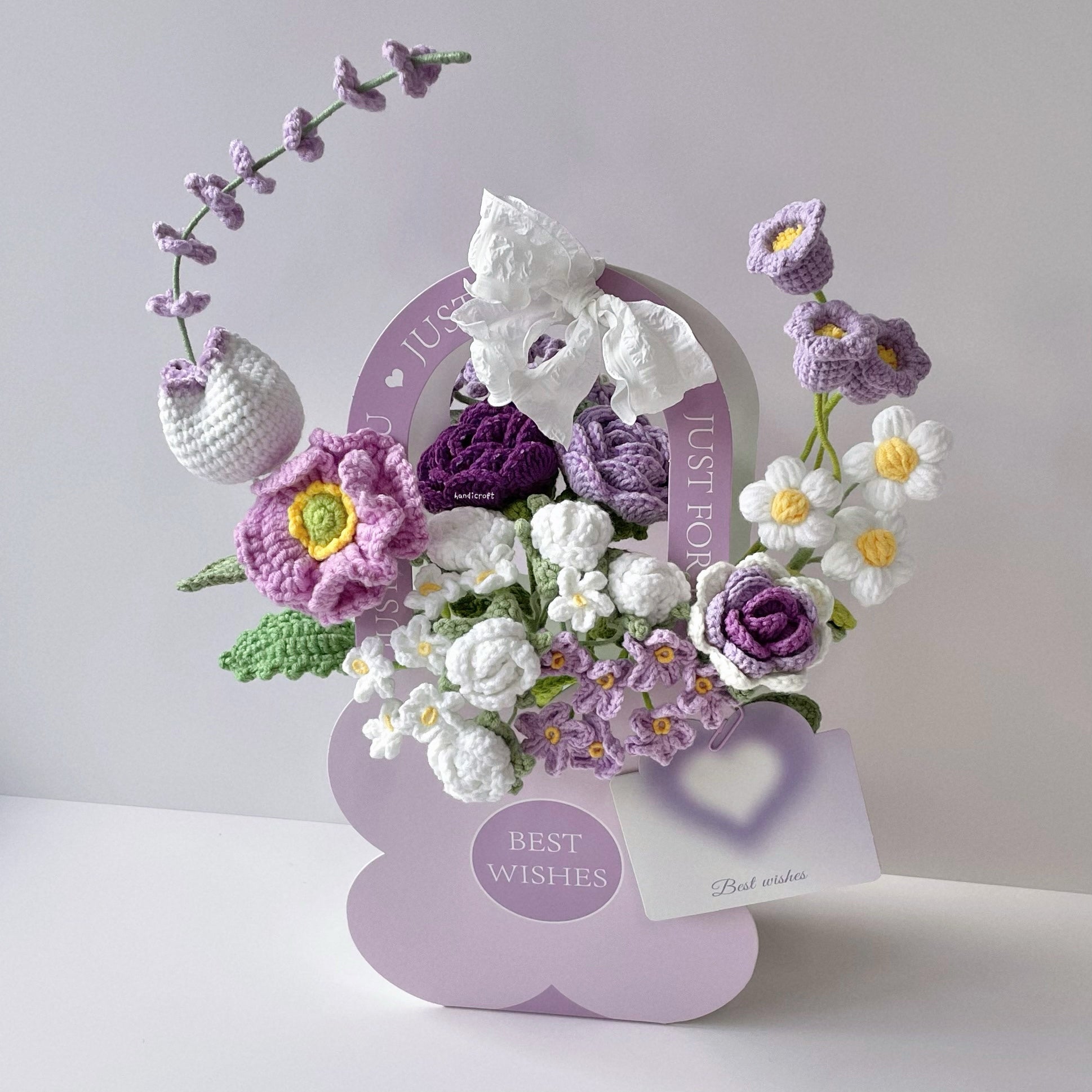 handicroft handmade crochet flower bloom box glowin' & growin' purple
