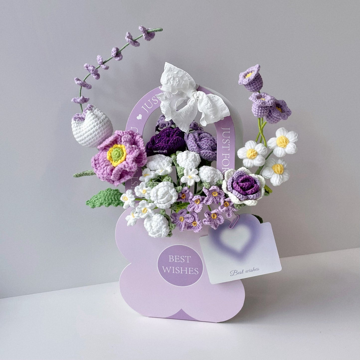 handicroft handmade crochet flower bloom box glowin' & growin' purple