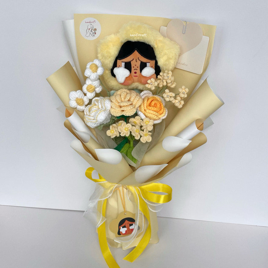handicroft handmade crochet flower bouquet crybaby sad club series plush crybaby's lover 6 colours sunshine yellow