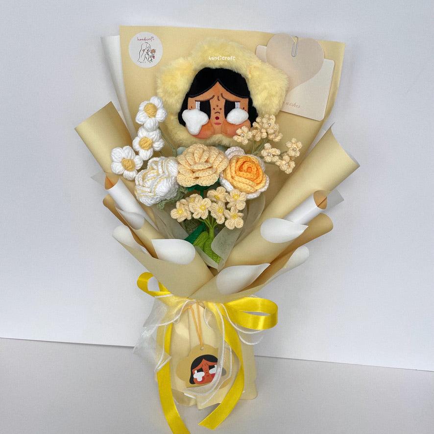 handicroft handmade crochet flower bouquet crybaby sad club series plush crybaby's lover 6 colours sunshine yellow