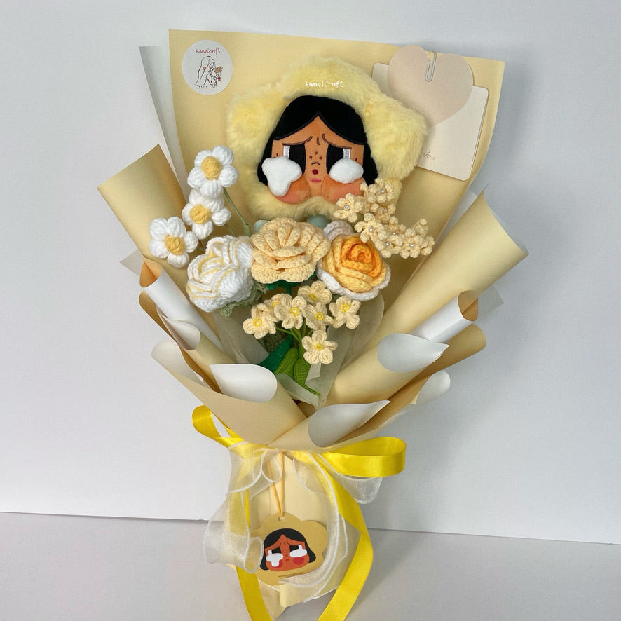 handicroft handmade crochet flower bouquet crybaby sad club series plush crybaby's lover 6 colours sunshine yellow
