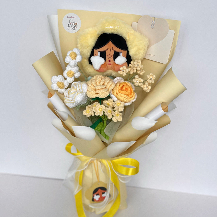 handicroft handmade crochet flower bouquet crybaby sad club series plush crybaby's lover 6 colours sunshine yellow