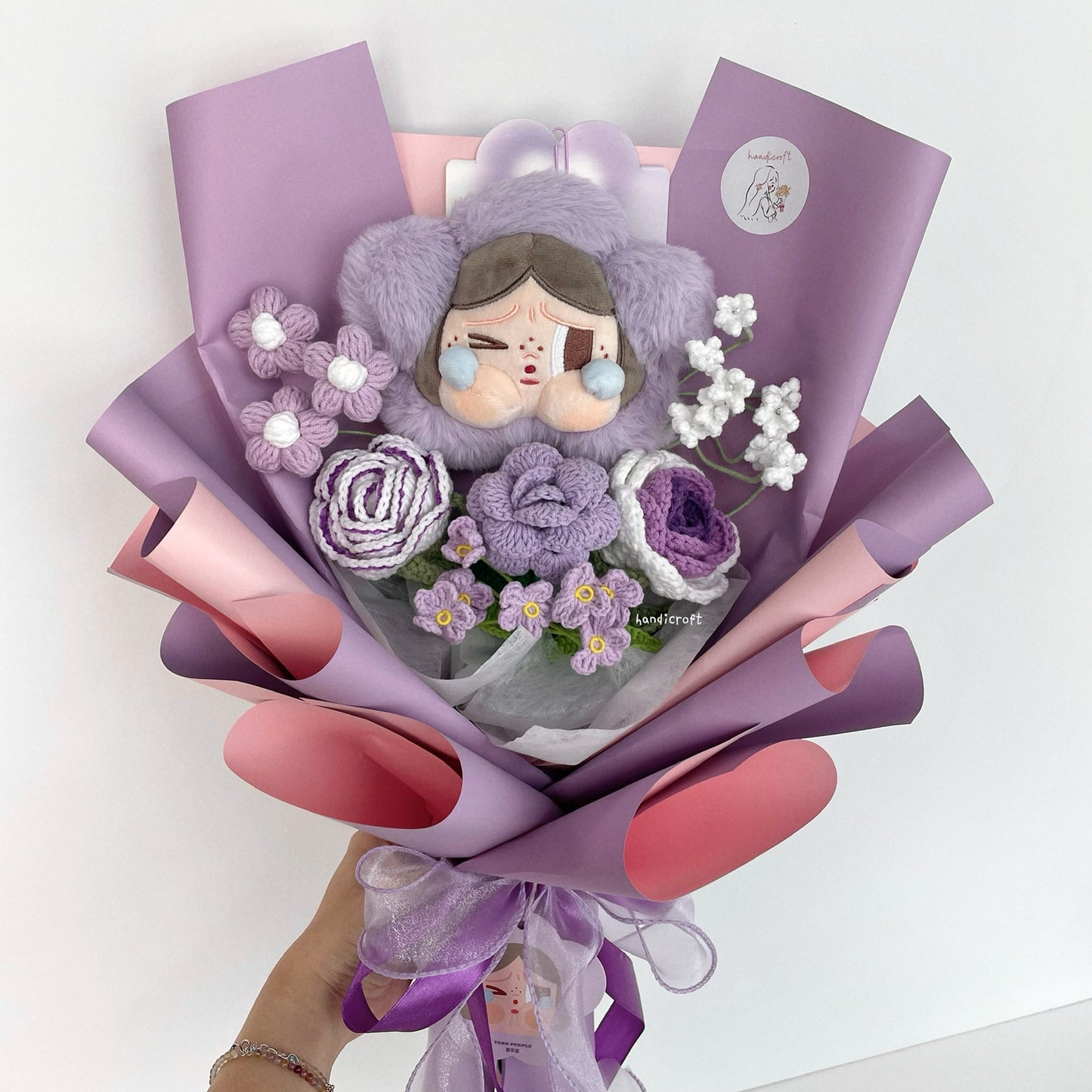 handicroft handmade crochet flower bouquet crybaby sad club series plush crybaby's lover 6 colours taro purple
