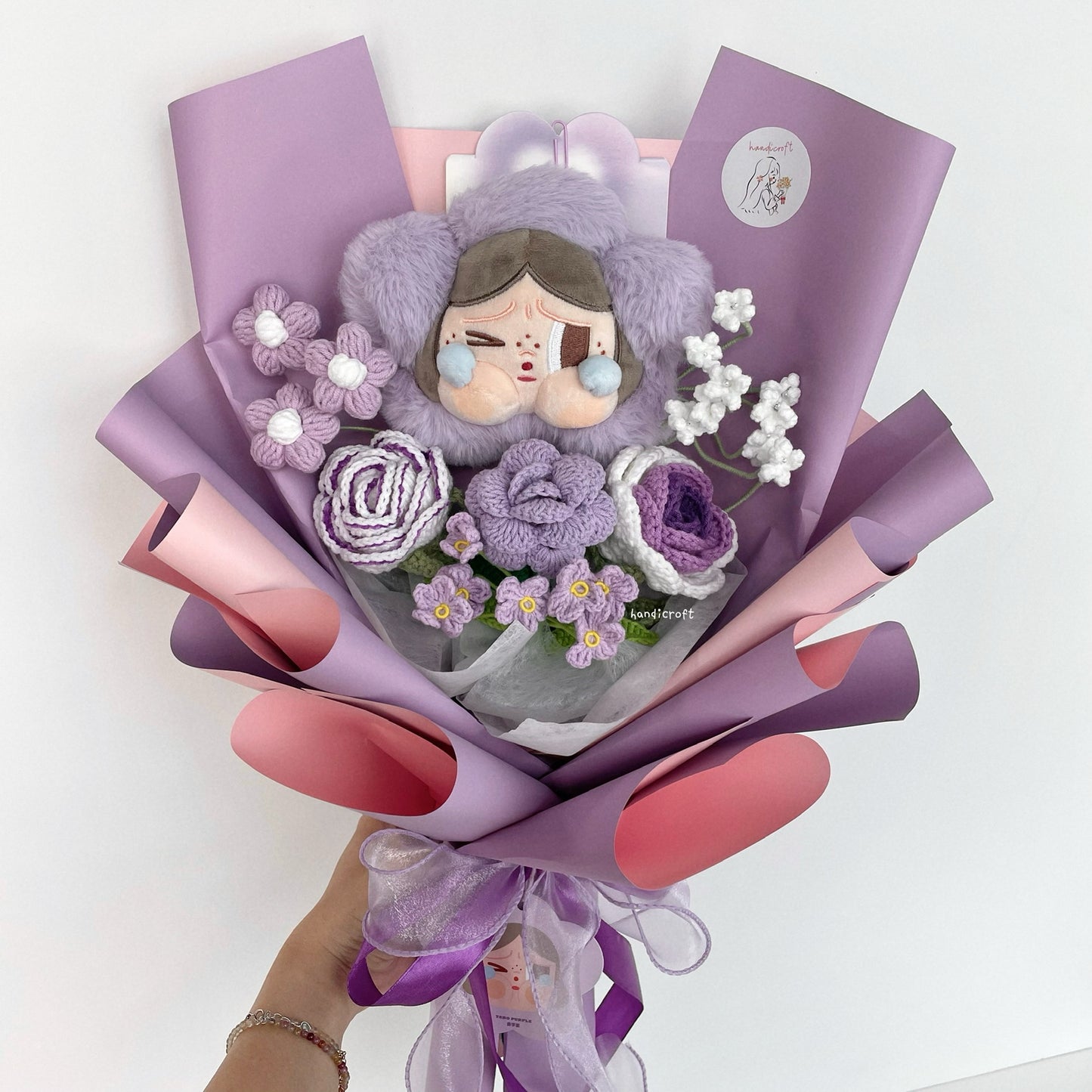 handicroft handmade crochet flower bouquet crybaby sad club series plush crybaby's lover 6 colours taro purple