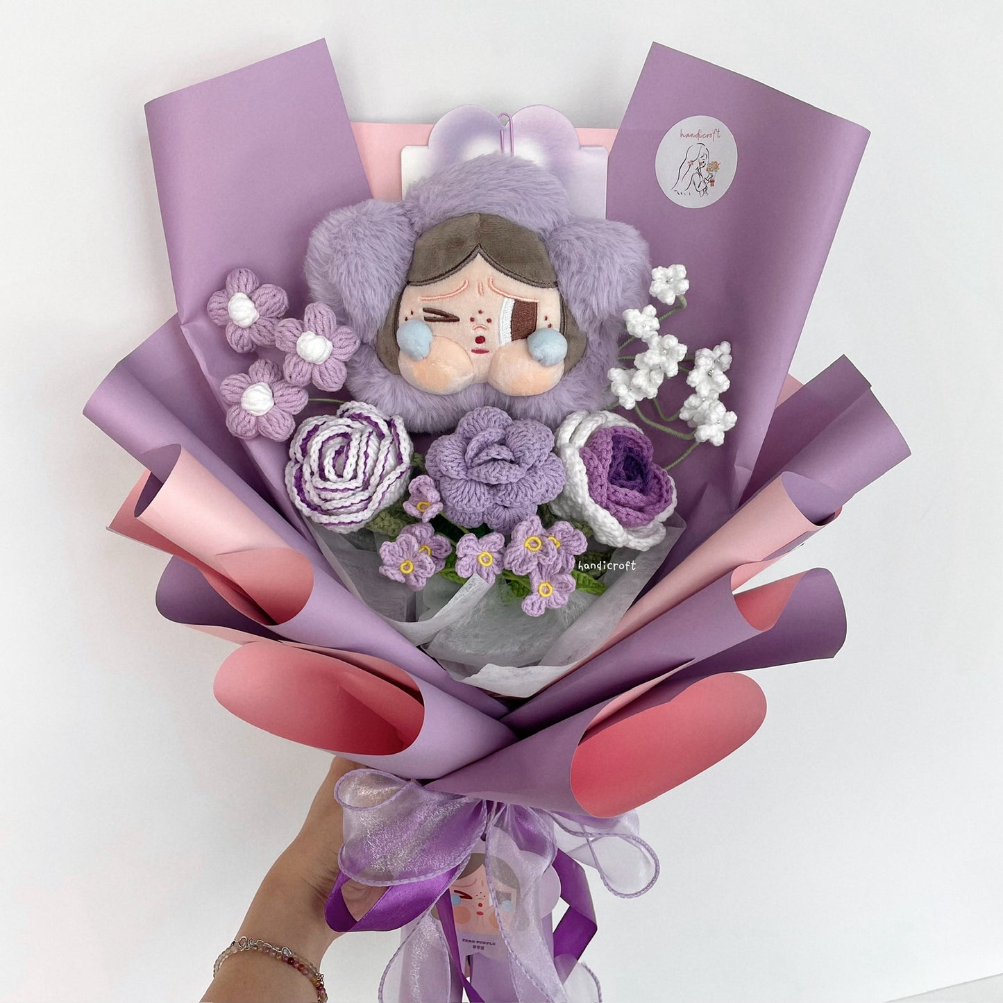 handicroft handmade crochet flower bouquet crybaby sad club series plush crybaby's lover 6 colours taro purple