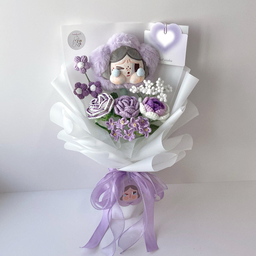 handicroft handmade crochet flower bouquet crybaby sad club series plush crybaby's lover 6 colours taro purple
