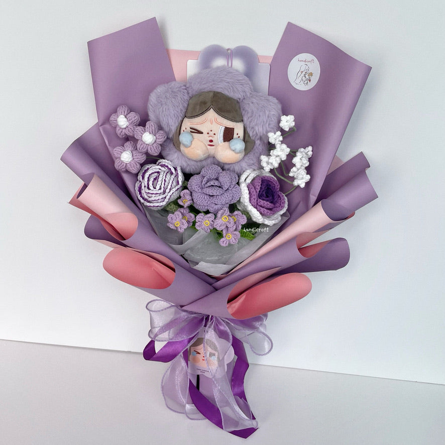 handicroft handmade crochet flower bouquet crybaby sad club series plush crybaby's lover 6 colours taro purple