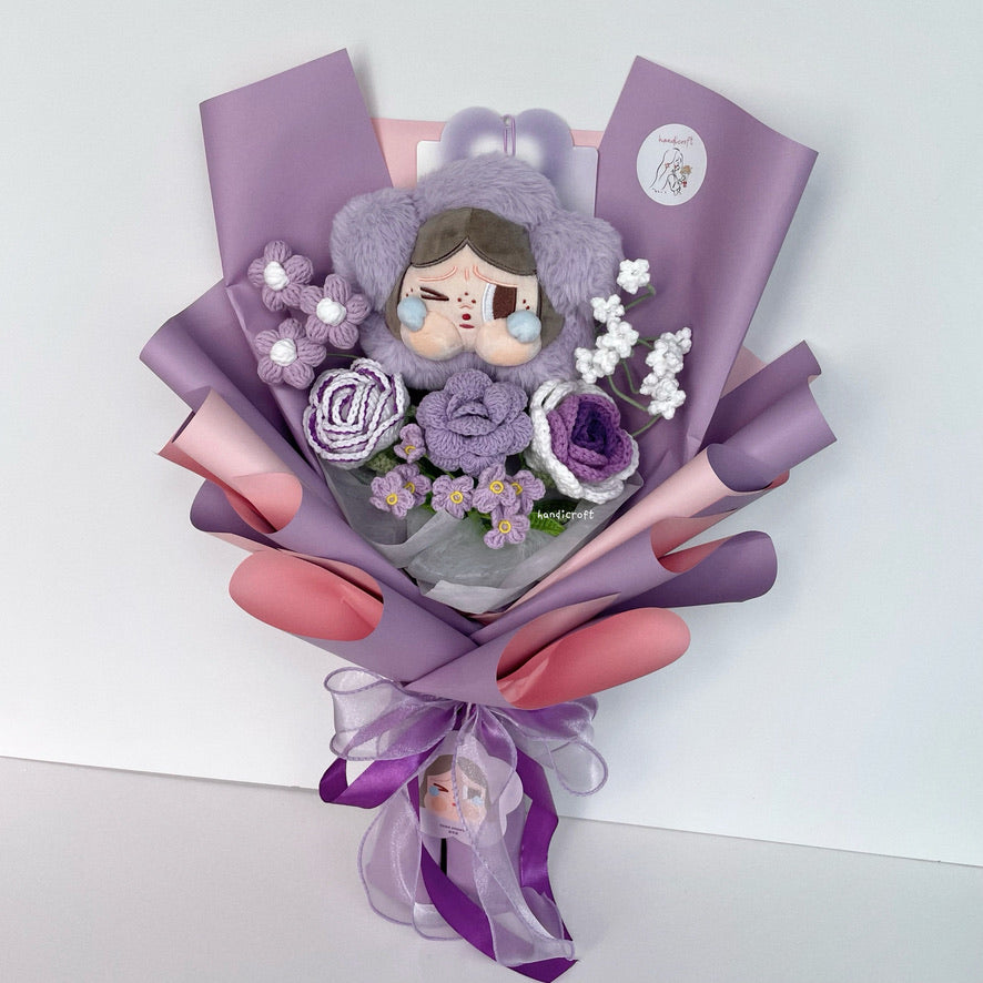 handicroft handmade crochet flower bouquet crybaby sad club series plush crybaby's lover 6 colours taro purple