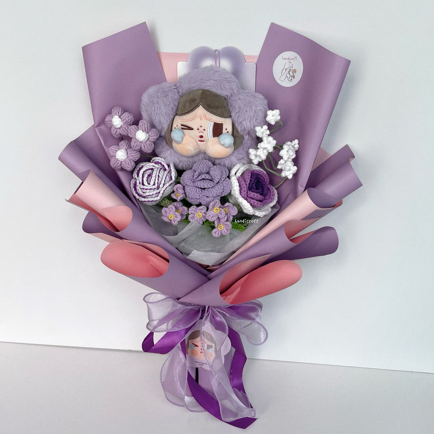 handicroft handmade crochet flower bouquet crybaby sad club series plush crybaby's lover 6 colours taro purple