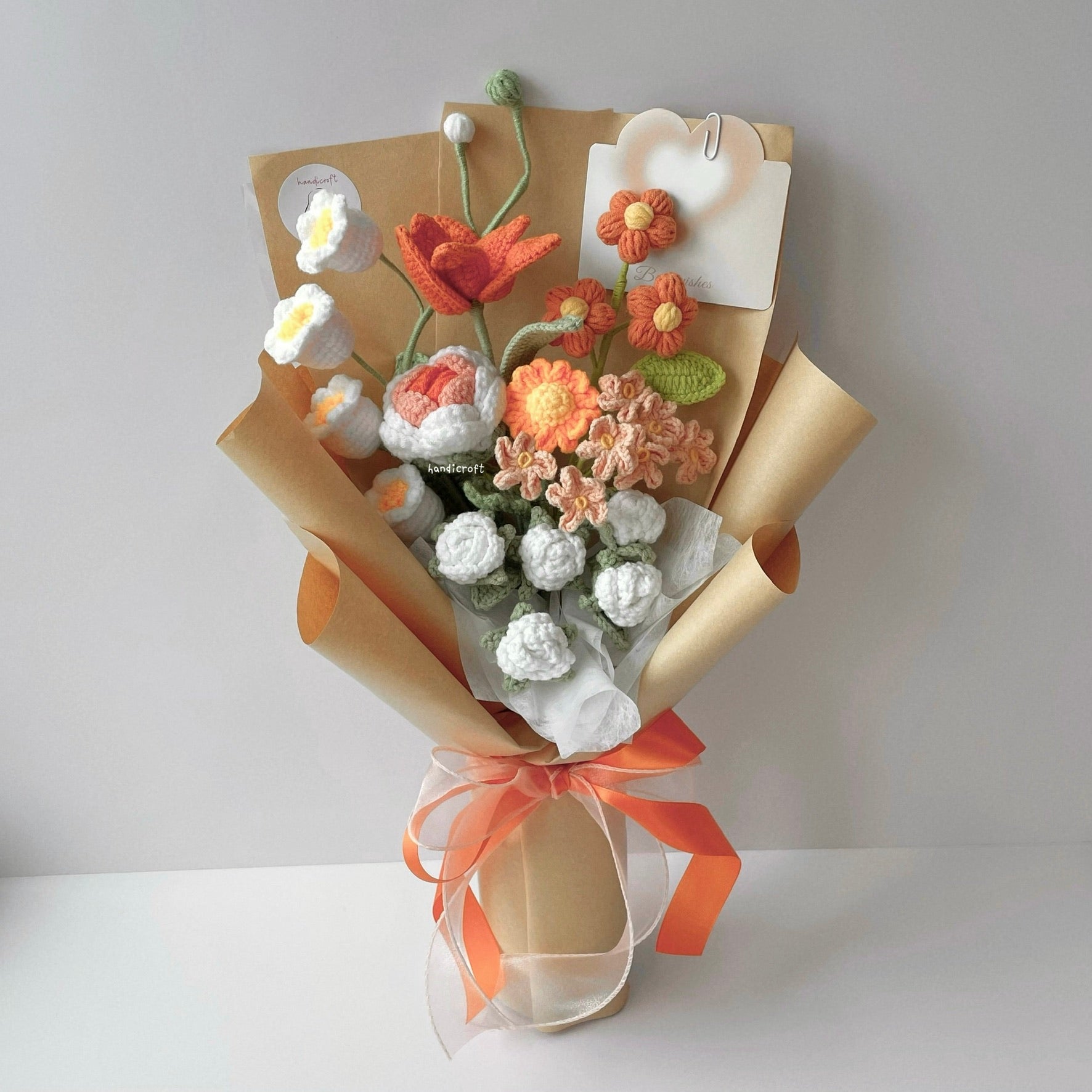 handicroft handmade crochet flower bouquet in 6 colours dreamie orange