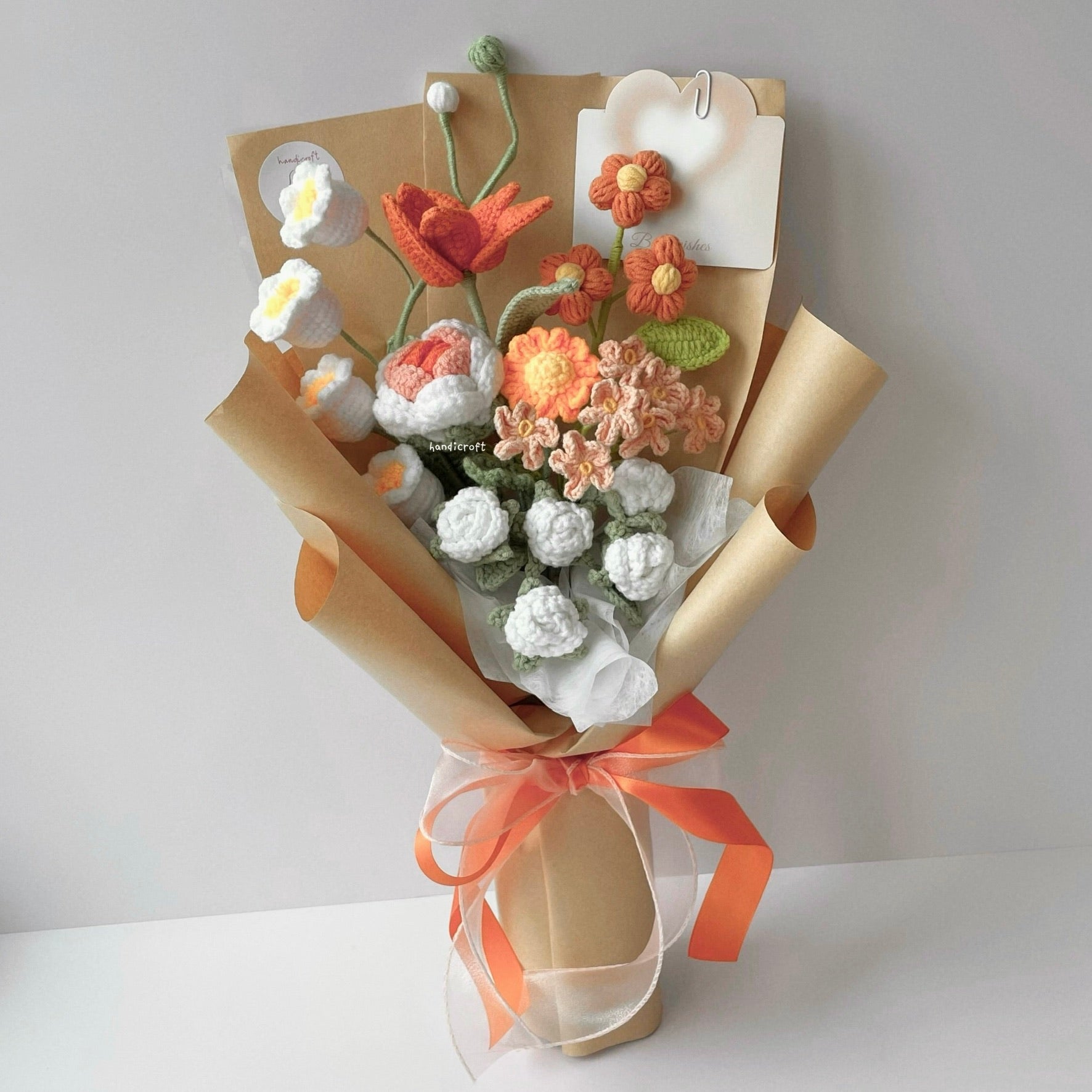 handicroft handmade crochet flower bouquet in 6 colours dreamie orange