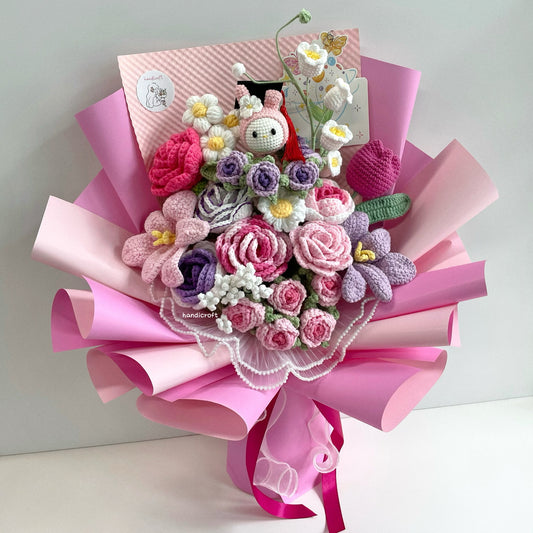 handicroft handmade crochet flower bouquet melody in bloom