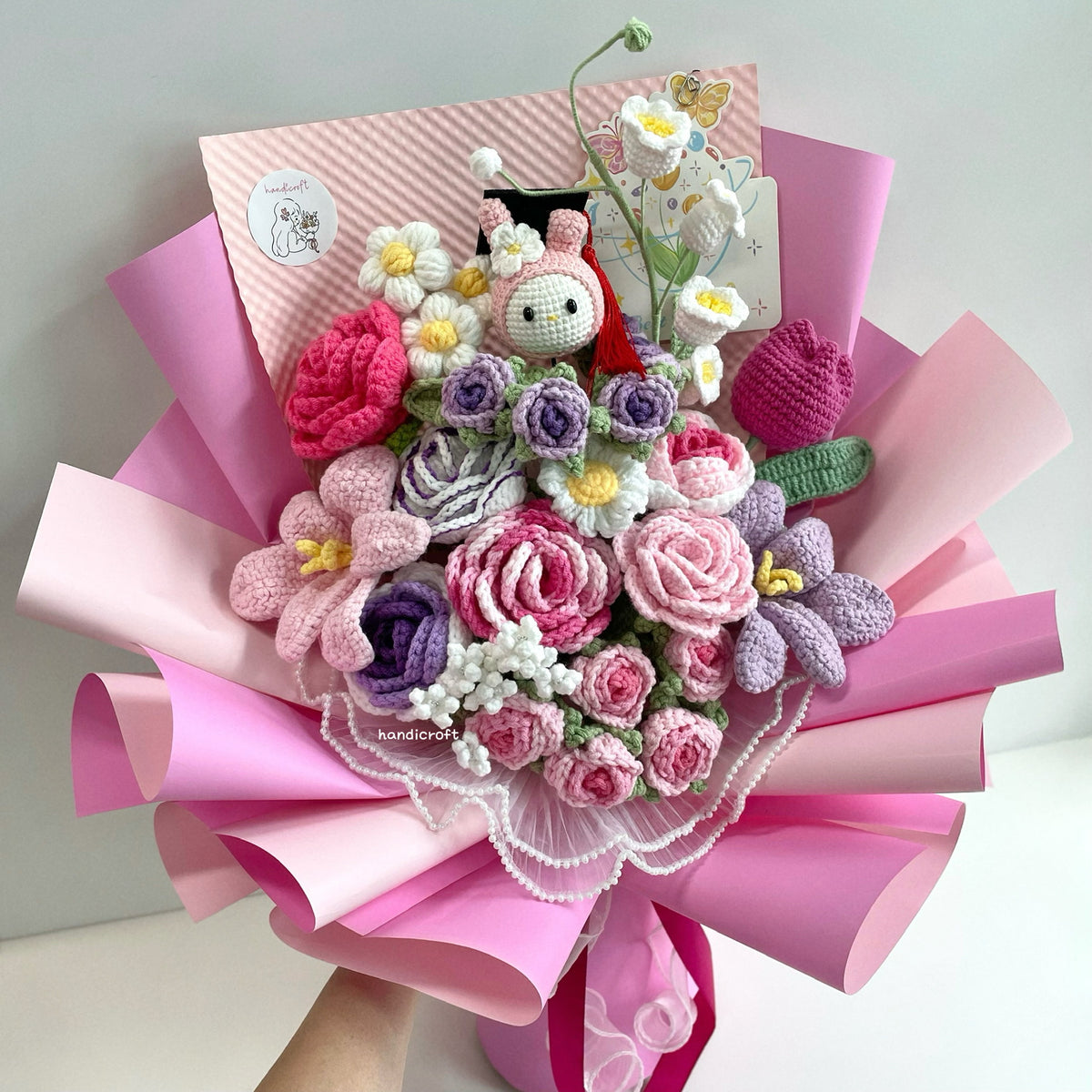 handicroft handmade crochet flower bouquet melody in bloom
