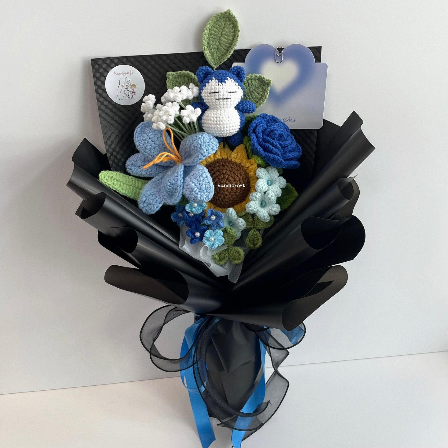 handicroft handmade crochet flower bouquet the gentle giant blue