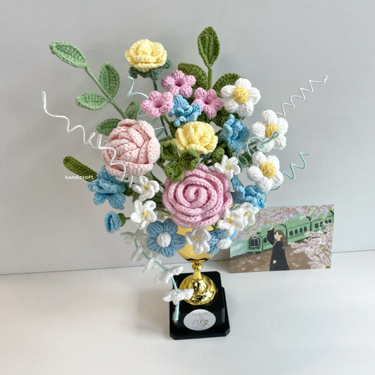 handicroft handmade crochet flower trophy trophy in bloom