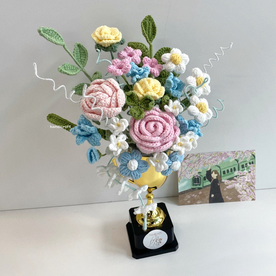 handicroft handmade crochet flower trophy trophy in bloom