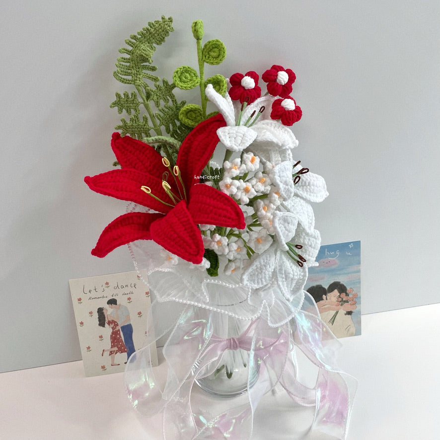 handicroft handmade crochet flower vase arrangement everyday poetry a day of lilies