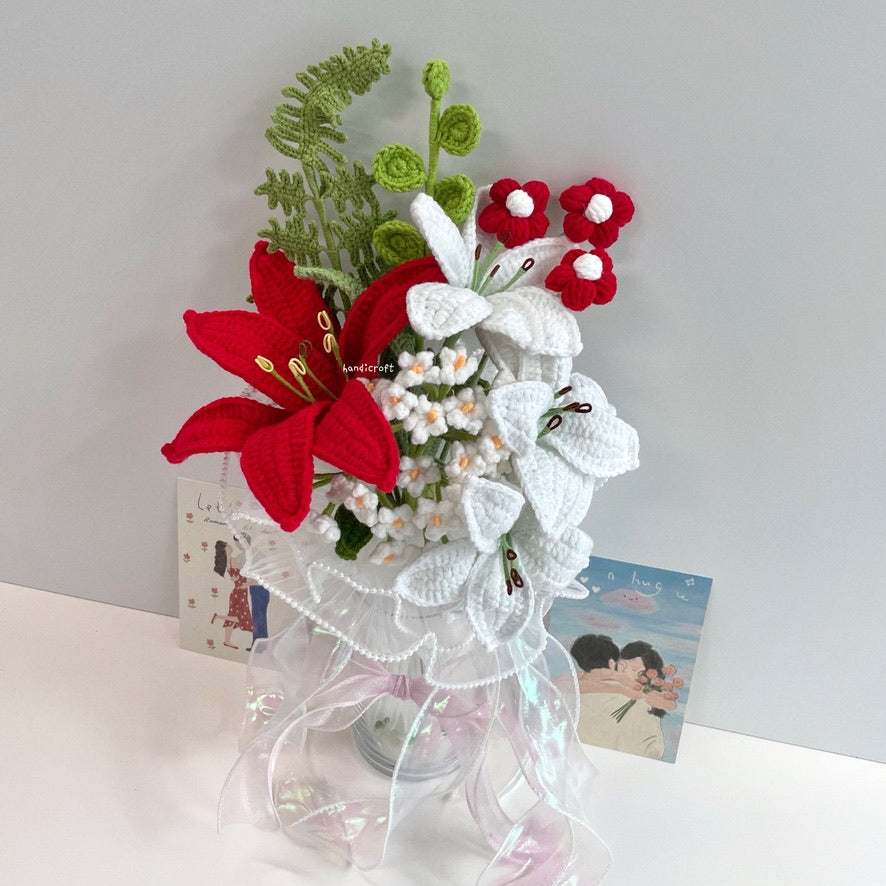 handicroft handmade crochet flower vase arrangement everyday poetry a day of lilies