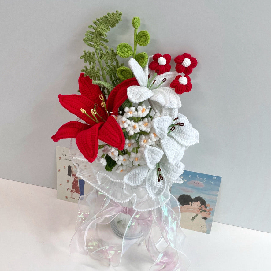 handicroft handmade crochet flower vase arrangement everyday poetry a day of lilies