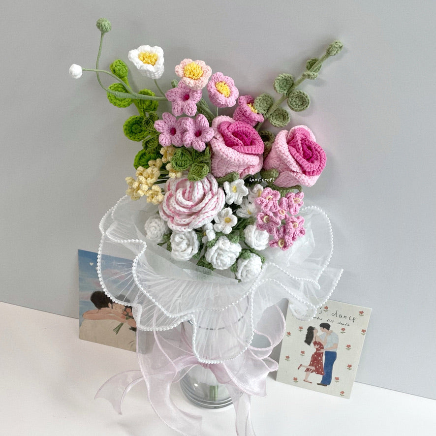handicroft handmade crochet flower vase arrangement everyday poetry blush moments